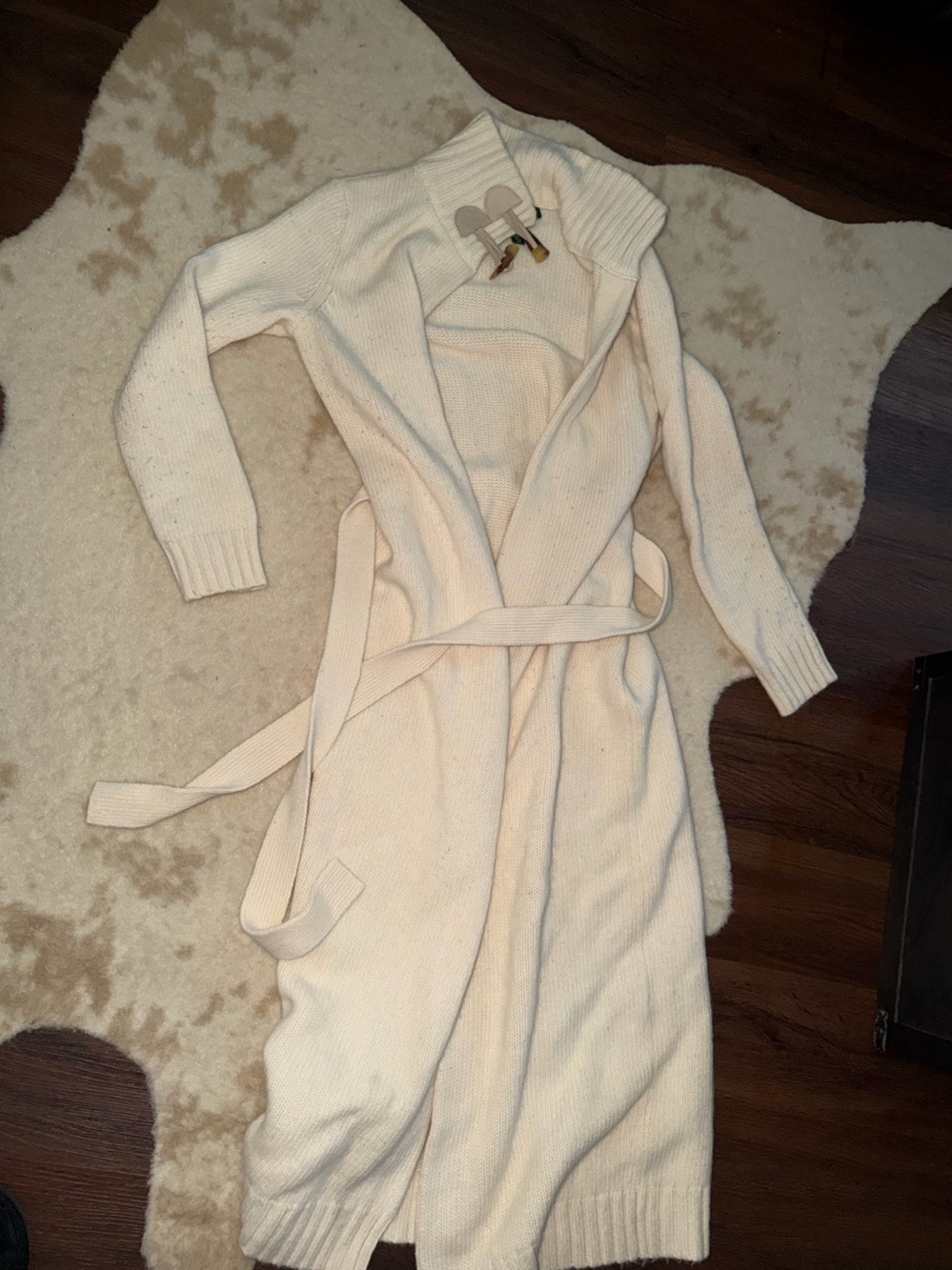 Rare vtg Ralph Lauren wool angora toggle long wrap cardigan knit sweater fall - Picture 5 of 8